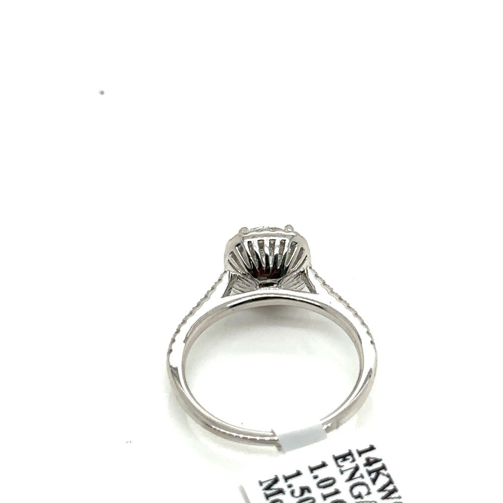 14k White Gold 1.50CT Round Diamond Engagement Ring, Size 5.25, 2.7G, S107442