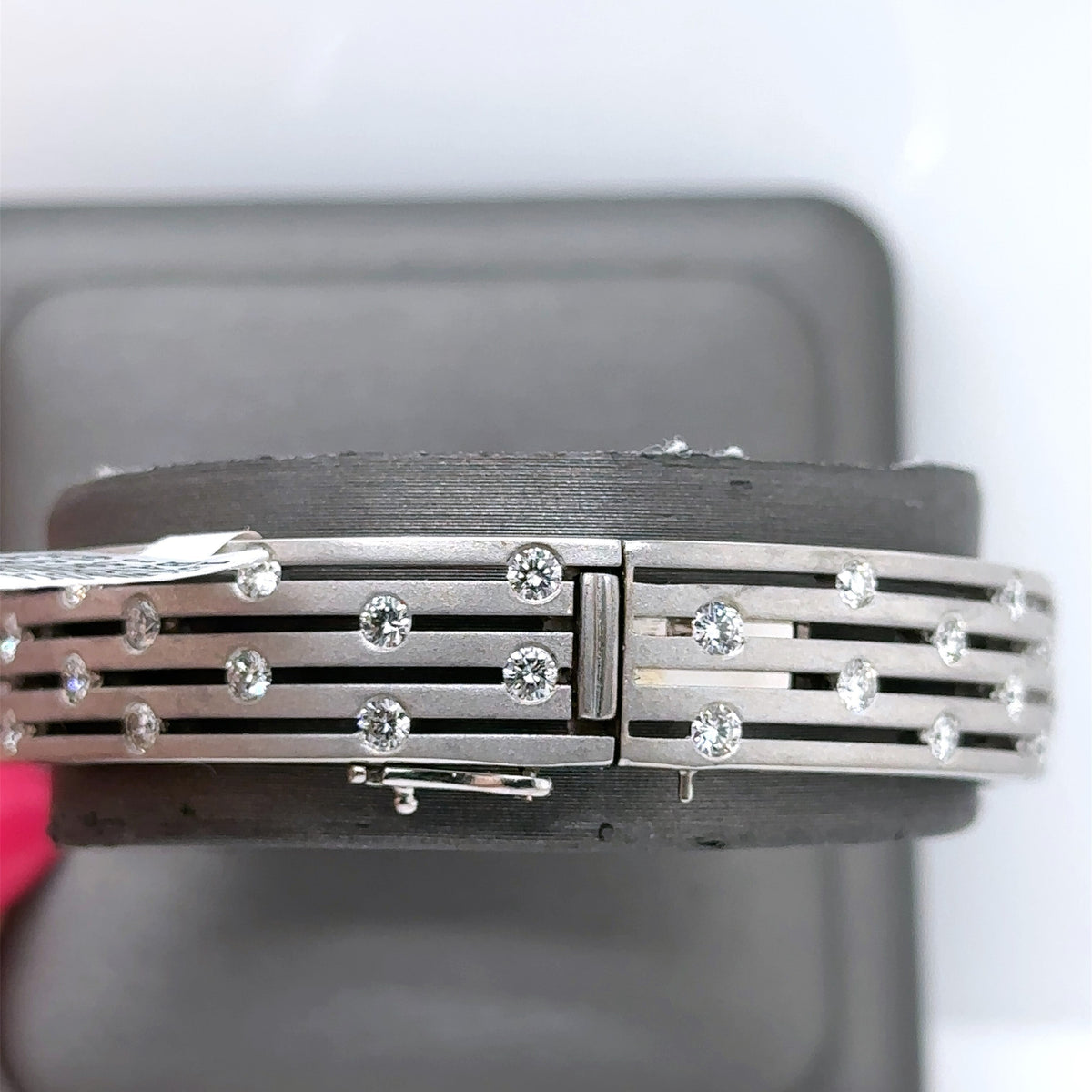 18k White Gold 3.50Ct Diamond Bangle Bracelet, 61.5G, S107440