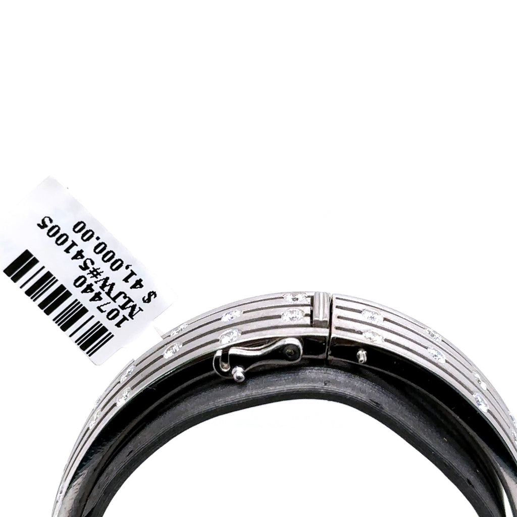 18k White Gold 3.50Ct Diamond Bangle Bracelet, 61.5G, S107440