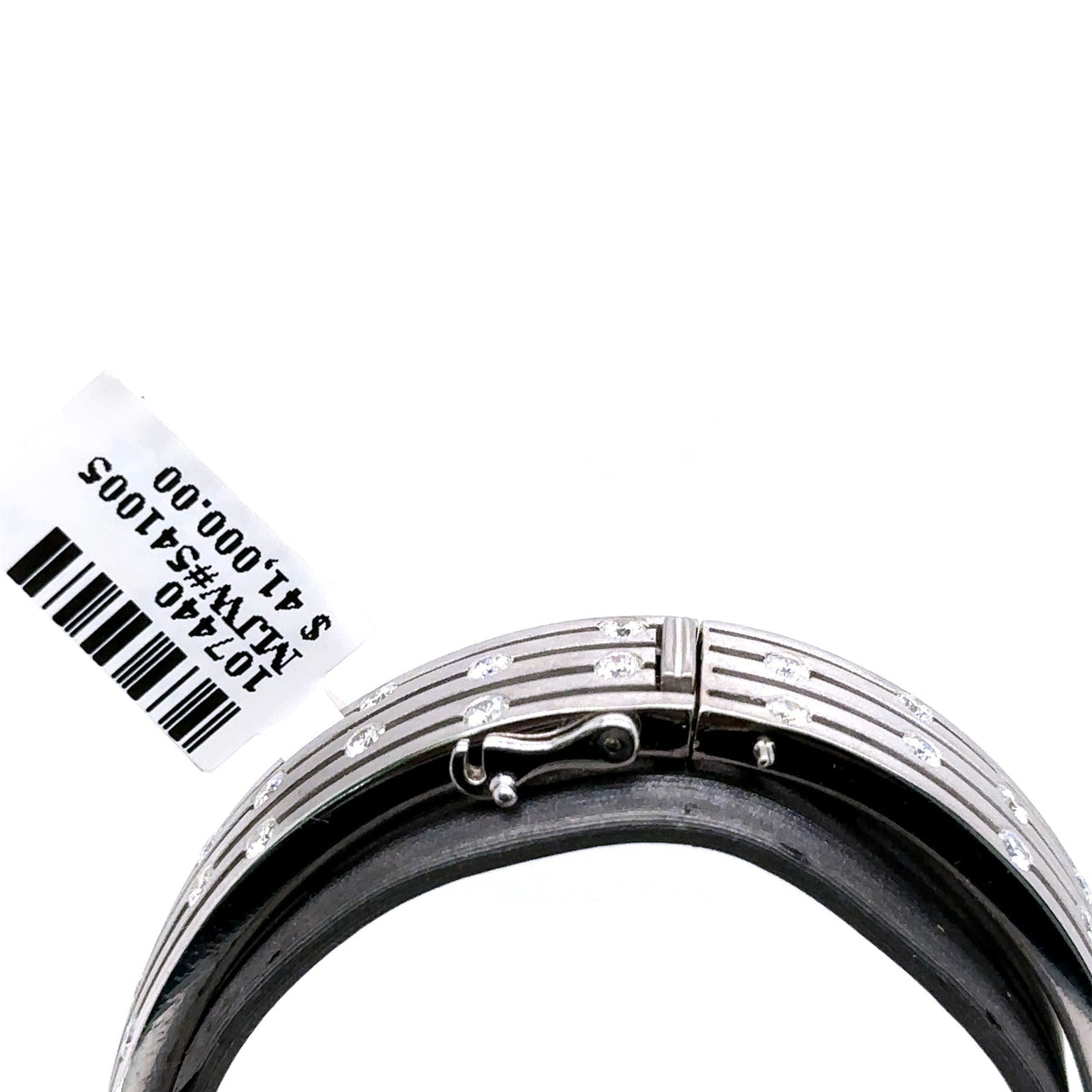 18k White Gold 3.50Ct Diamond Bangle Bracelet, 61.5G, S107440