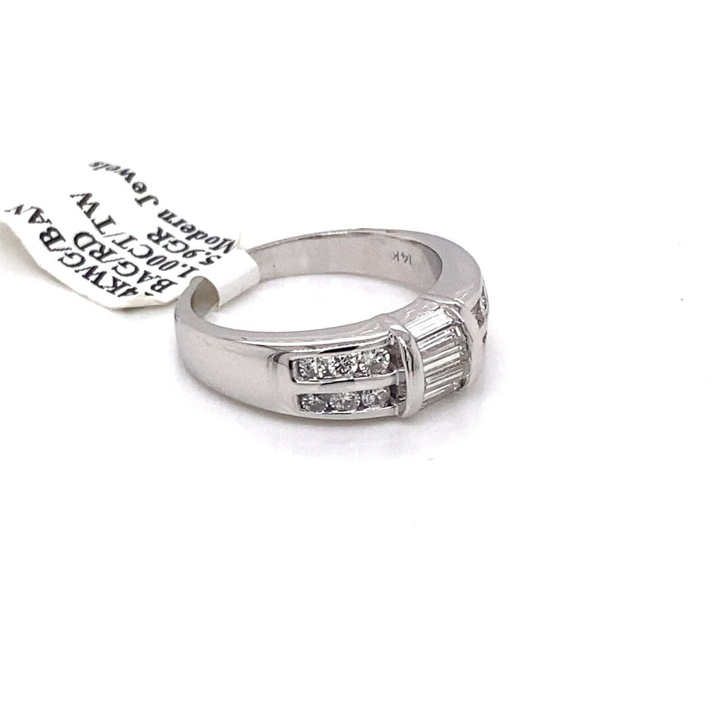 14k White Gold 1.00 CT Diamond Band, 5.9g, Size 6.25, S13149