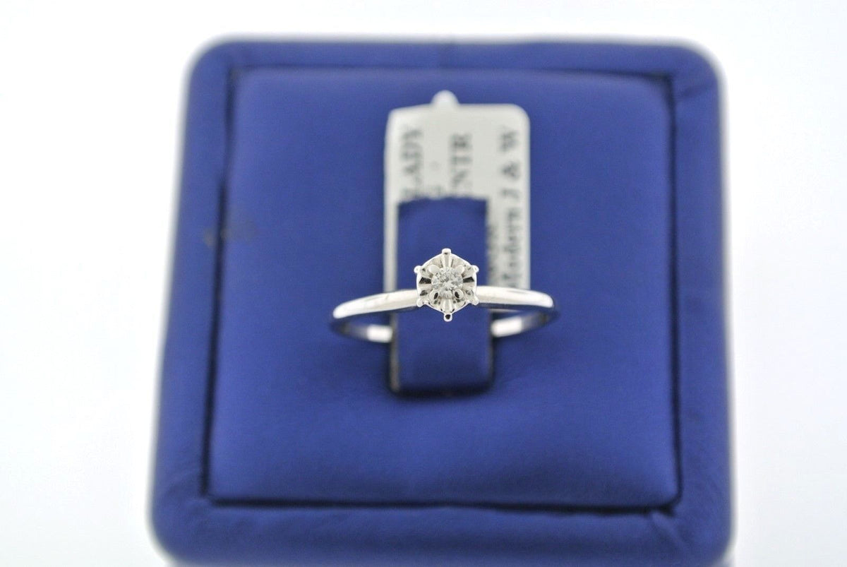 Estate 14k White Gold 0.05 C Diamond Engagament Ring, 1.6gm, Size 7.5,S102170