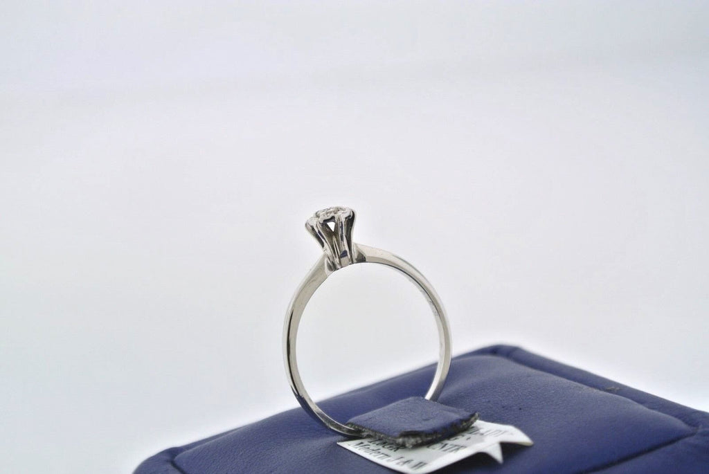 Estate 14k White Gold 0.05 C Diamond Engagament Ring, 1.6gm, Size 7.5,S102170