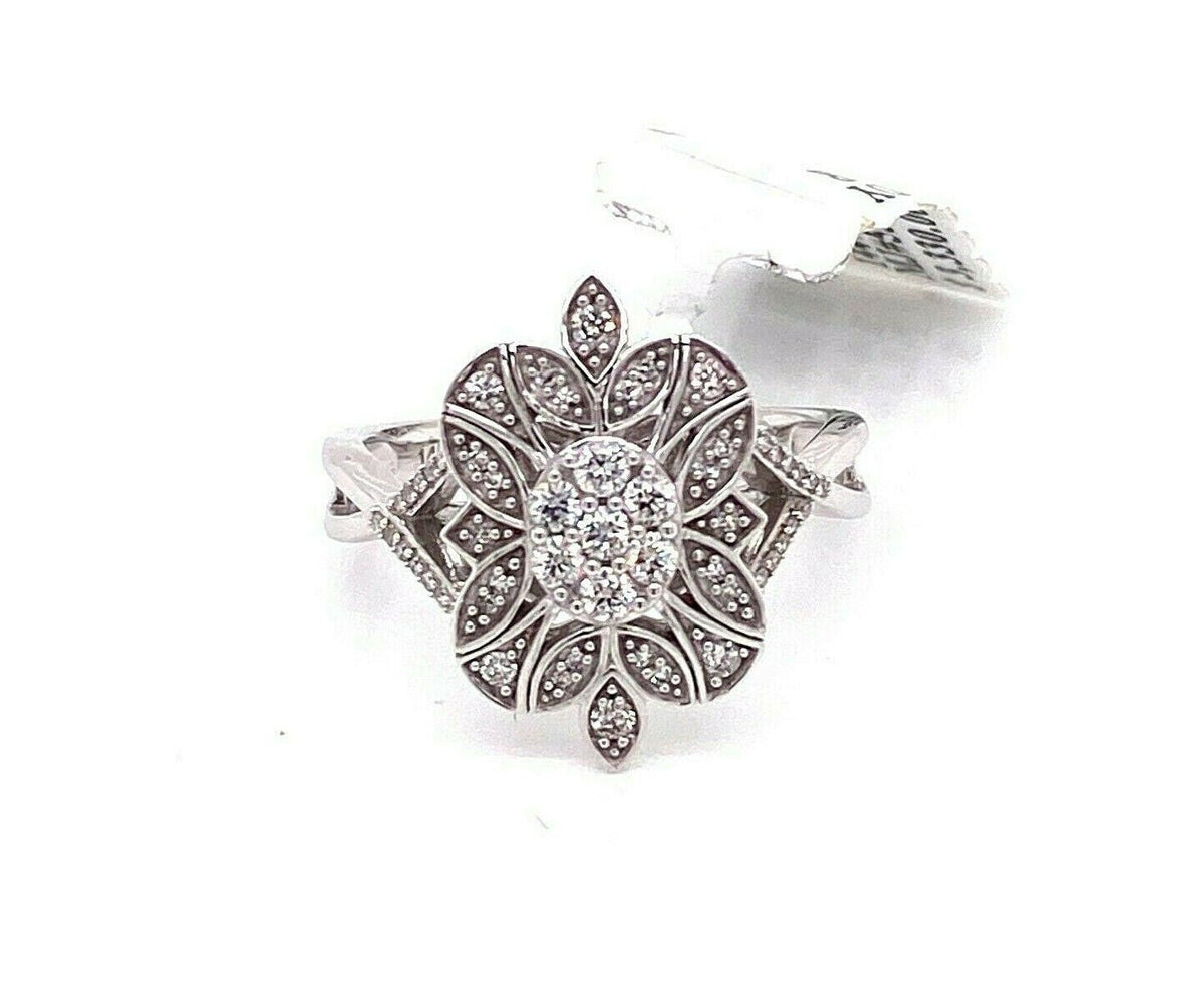 14k White Gold 0.50 CT Diamond Cluster Ladies Ring, 4.7gm, Size 7, S14476