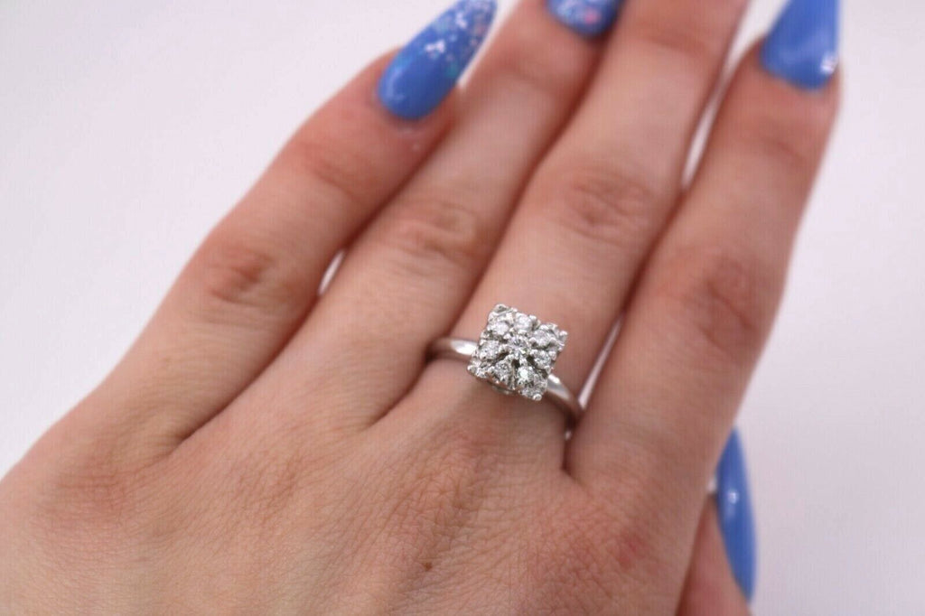 Estate 14k White Gold 0.50 CT Diamond Cluster Ladies Ring, 3.6gm, S103465
