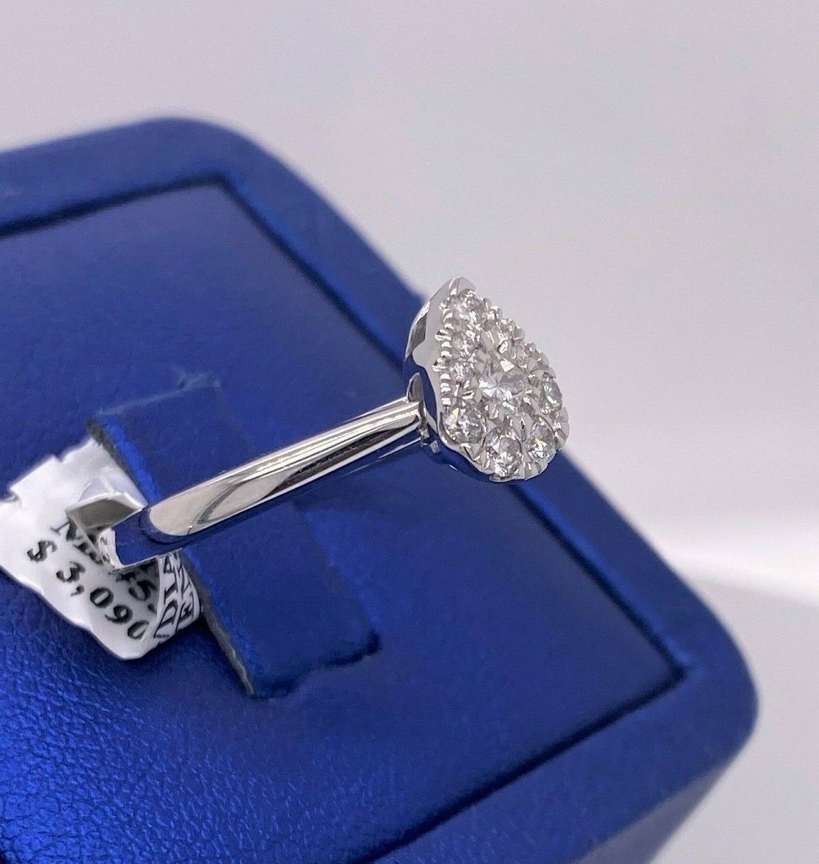 14k White Gold 0.50 Ct Diamond Cluster Engagement Ring, 3.7gm, Size 7, S14714