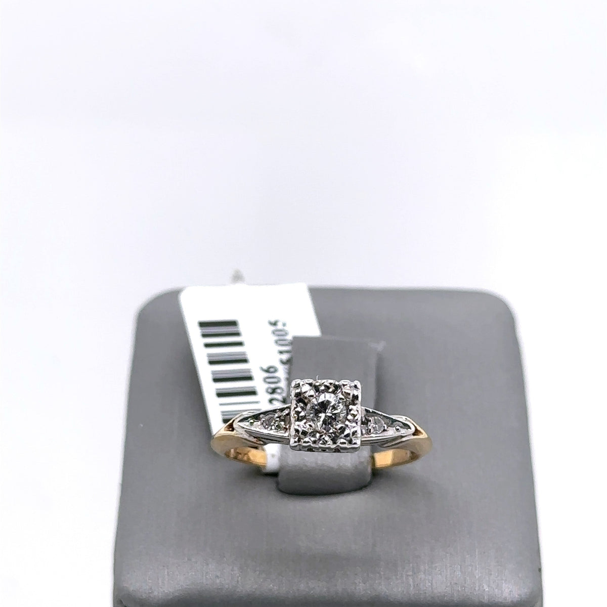 Antique 14k Two Tone Gold 0.25CT Diamond Engagement Ring 2.5gm,Size 5.75,S102806