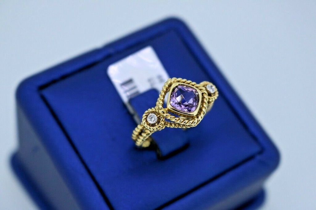 14k Yellow Gold 1.00 CT Amethyst & Diamond Ladies Ring, 4.5gm, Size 7.25, S12766