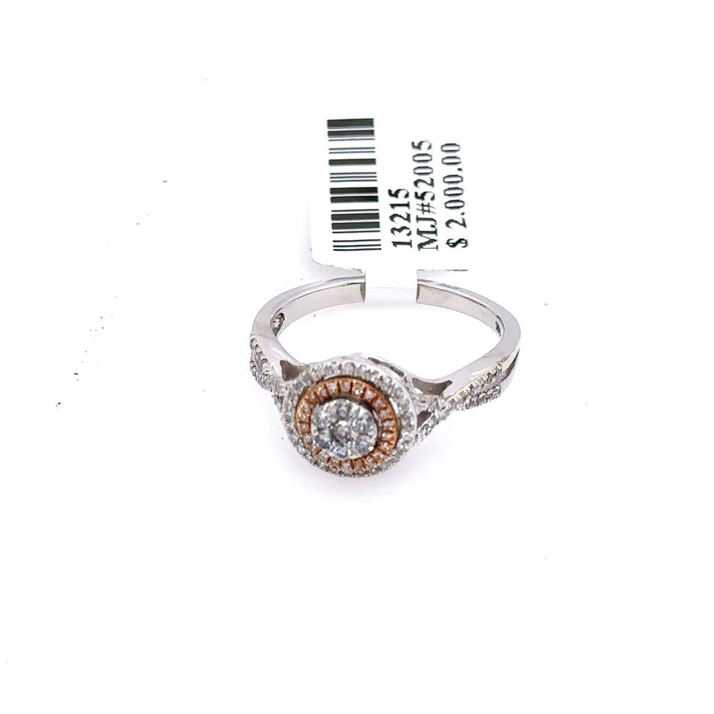 14K White Gold 0.50 CT Diamond Cluster Engagement Ring, 2.6G, Size 7 S13215