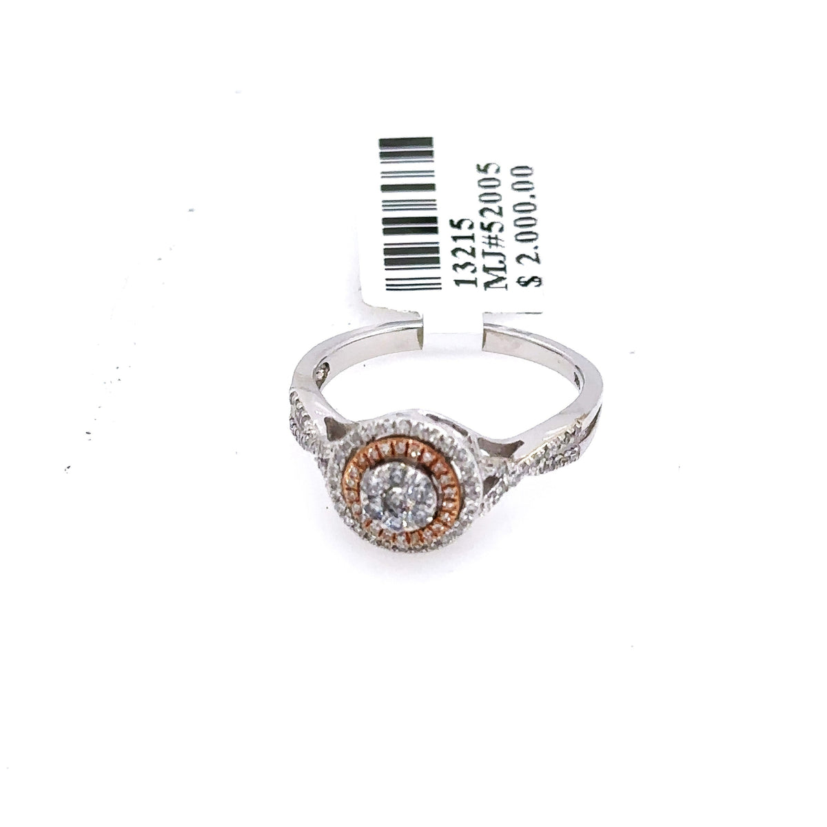 14K White Gold 0.50 CT Diamond Cluster Engagement Ring, 2.6G, Size 7 S13215