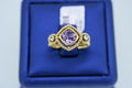 14k Yellow Gold 1.00 CT Amethyst & Diamond Ladies Ring, 4.5gm, Size 7.25, S12766