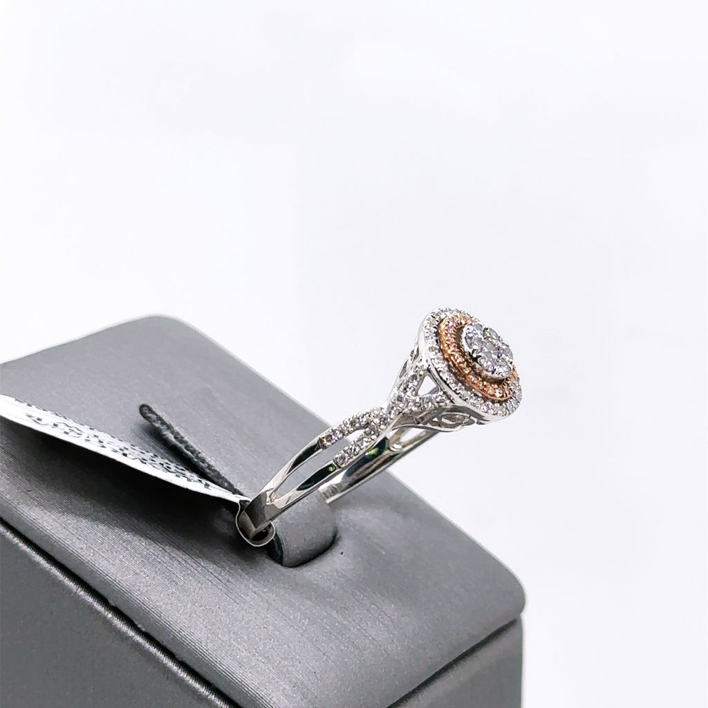 14K White Gold 0.50 CT Diamond Cluster Engagement Ring, 2.6G, Size 7 S13215