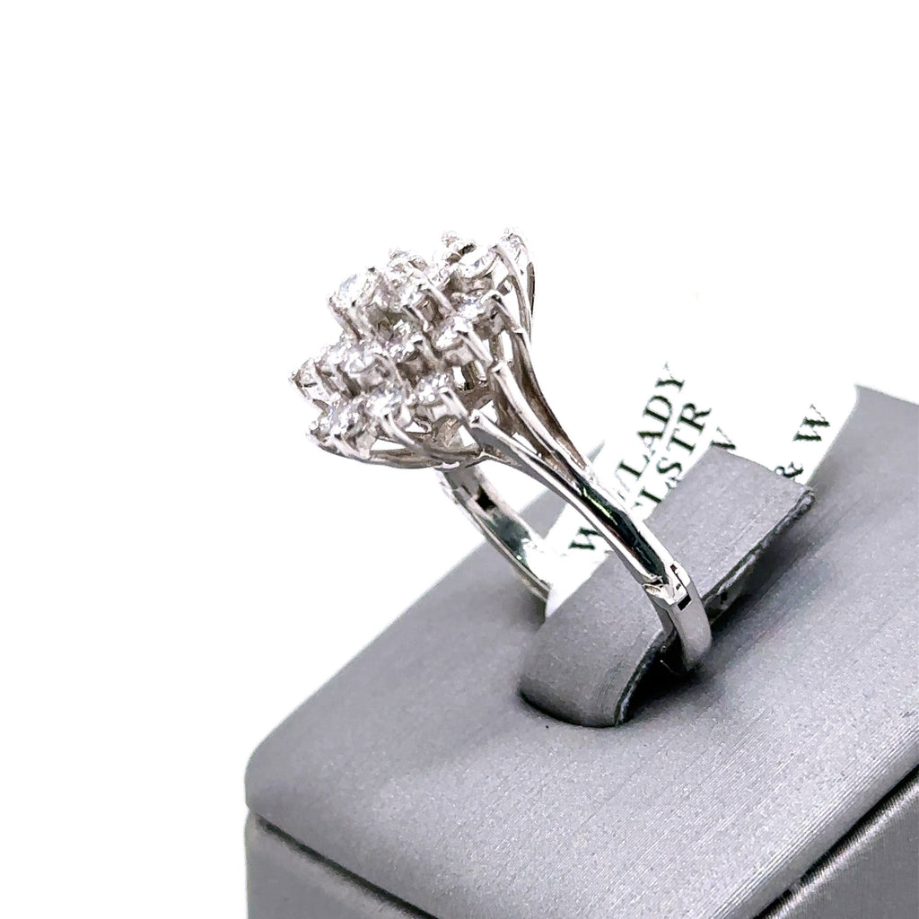 14k White Gold 1.00 CT Diamond Cluster Ladies Ring, 4.0g, Size 5.5, S103433