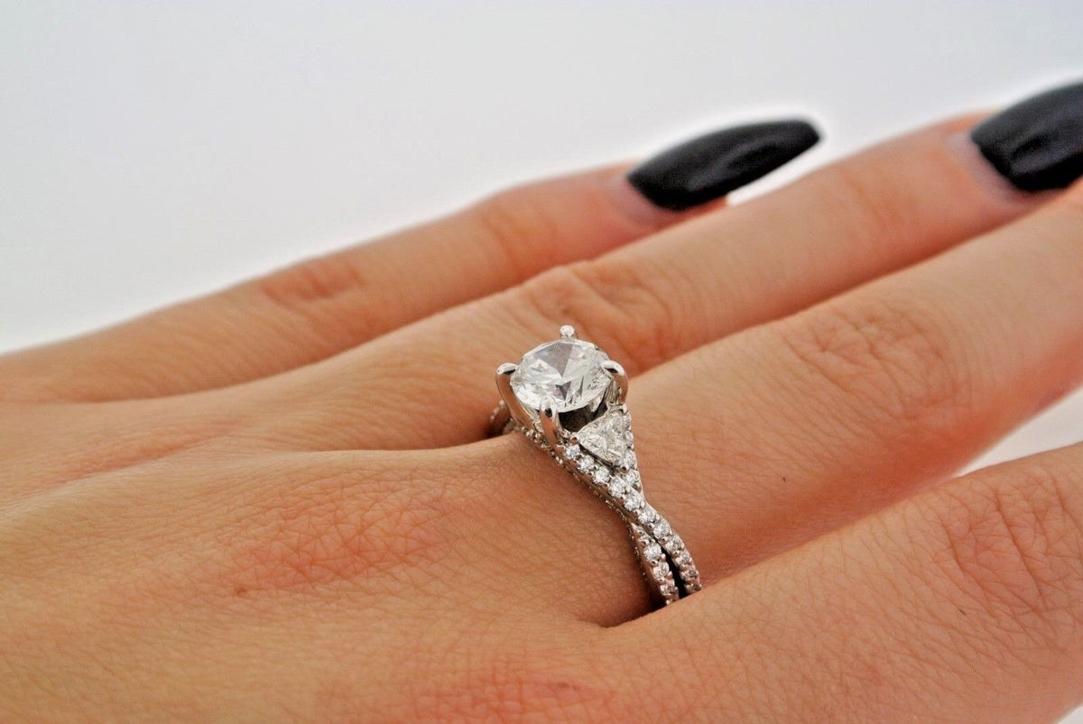 Scott Kay 14k White Gold 1.50CT Round & Trillion Cut Diamond Ring ,S13598