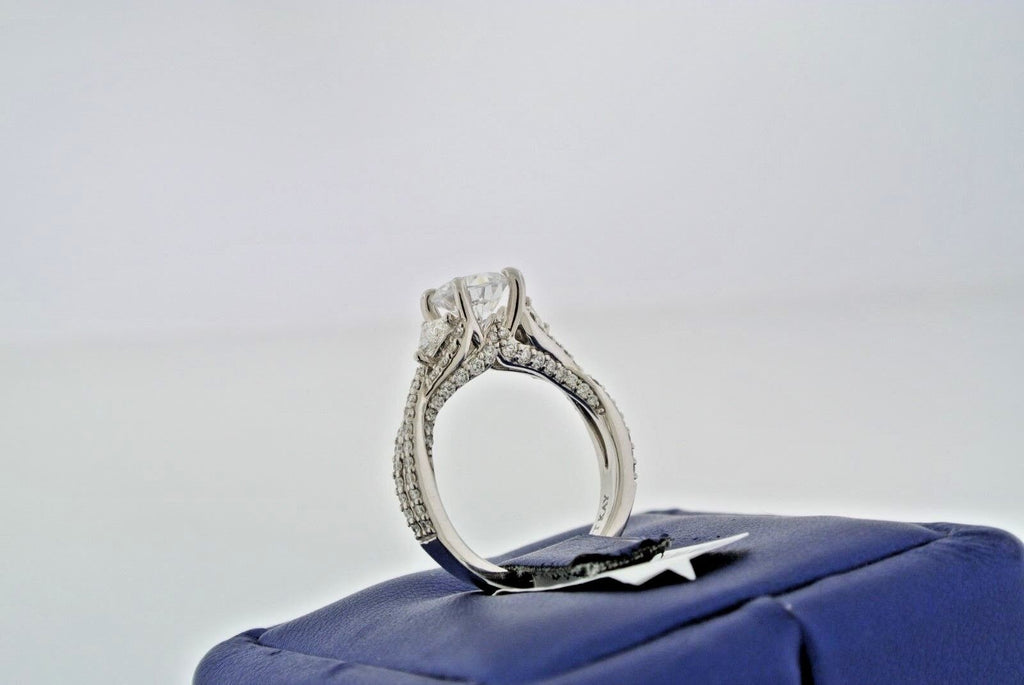 Scott Kay 14k White Gold 1.50CT Round & Trillion Cut Diamond Ring ,S13598