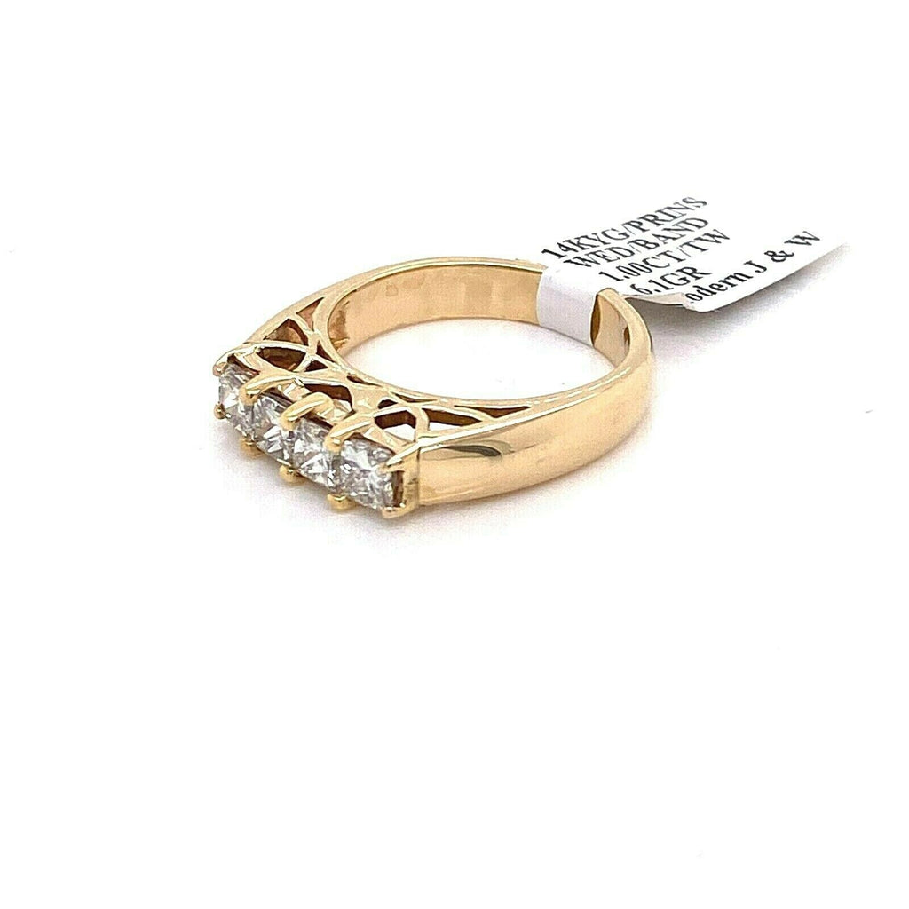 14k Yellow Gold 1.00 CT Princess Cut Diamond Band, 6.1gm, Size 6.75, S105277