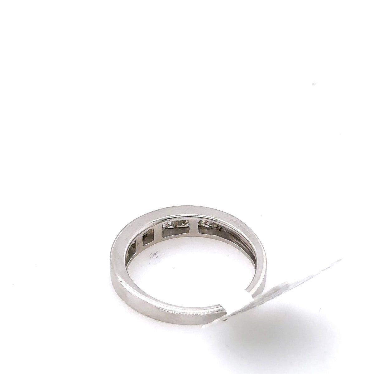 14k White Gold 0.50CT Princess Diamond Ladies Band, 2.7g, Size 5.5