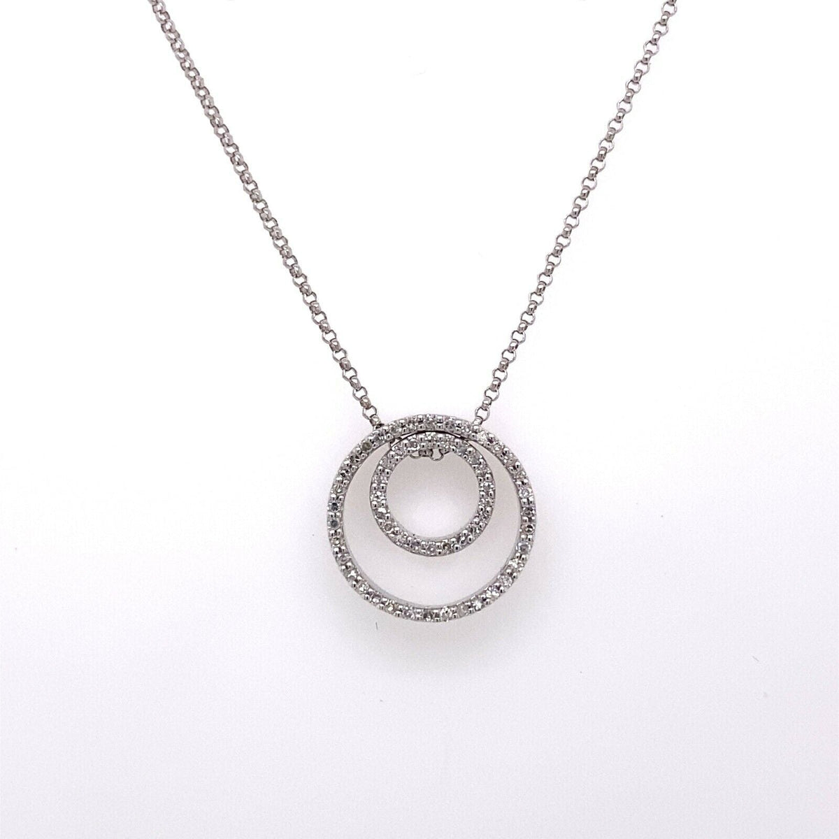 14k White Gold 0.50 CT Diamond Ladies Circle Pendant Necklace, 4.7g, S14636