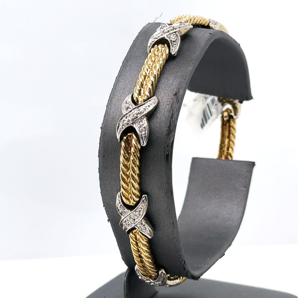 14k Two Tone Gold 0.50 CT Ladies Diamond Bracelet, 12.5gm, 7", S102824
