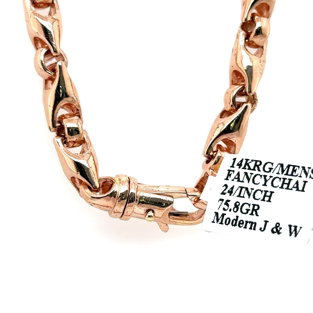 14k Rose Gold Fancy Men's Chain Necklace, 24", 75.8g, S107515