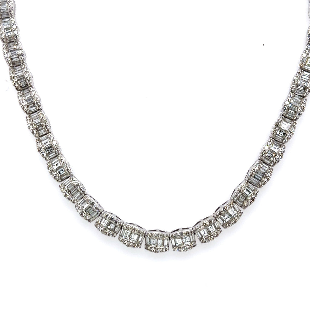 14k White Gold 21.50 CT Diamond Men's Tennis Necklace, 62.0G, 20", S106624