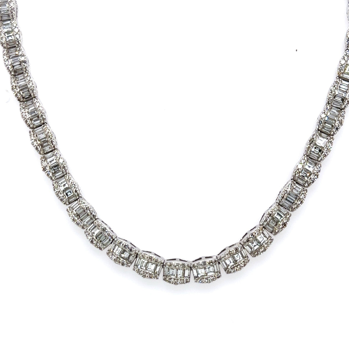 14k White Gold 21.50 CT Diamond Men's Tennis Necklace, 62.0G, 20", S106624
