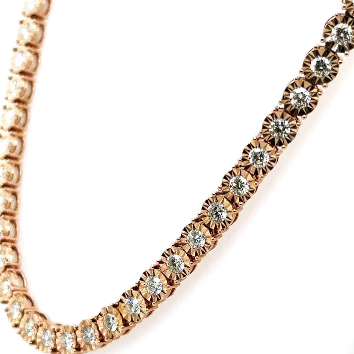 14k Rose Gold 8.00CT Diamond Tennis Necklace, 20", 31.2G S107475
