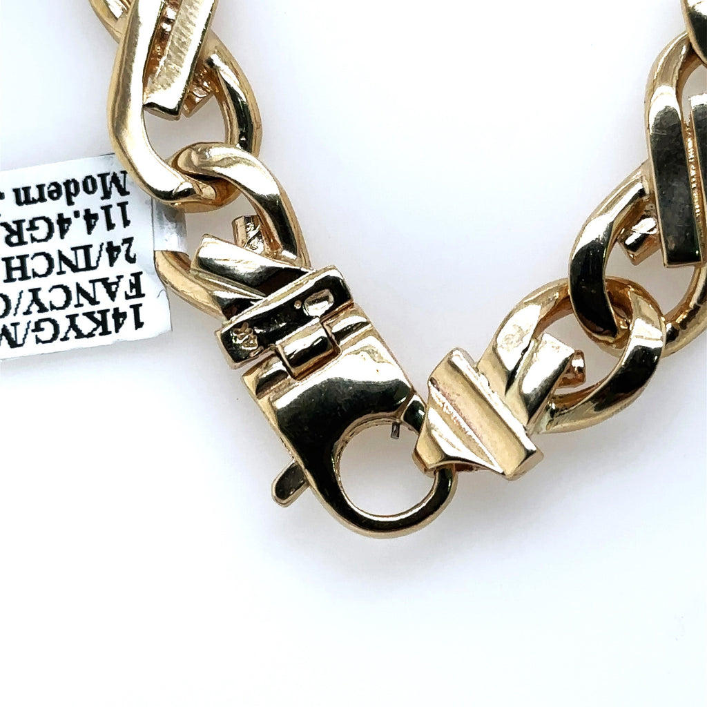 14K Yellow Gold Mens Fancy Chain Necklace, 114.4G, 24'  S107553