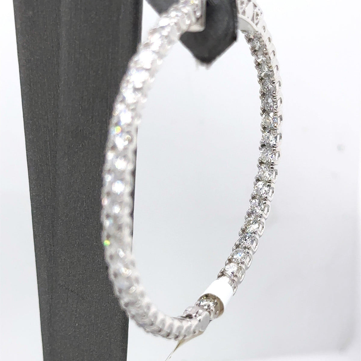 14k White Gold 6.45 CT Diamond Inside Out Hoop Earrings, 13.6gm, S107567