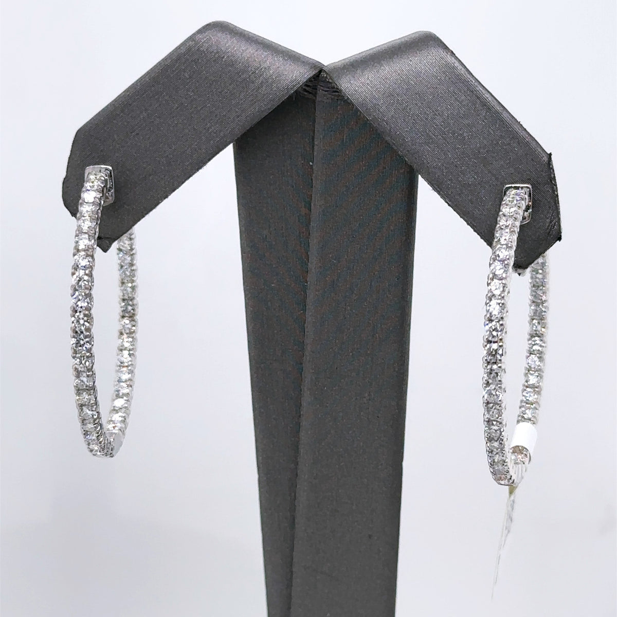 14k White Gold 2.80CT Diamond Inside Out Hoop Earrings, 7.9gm, S107564