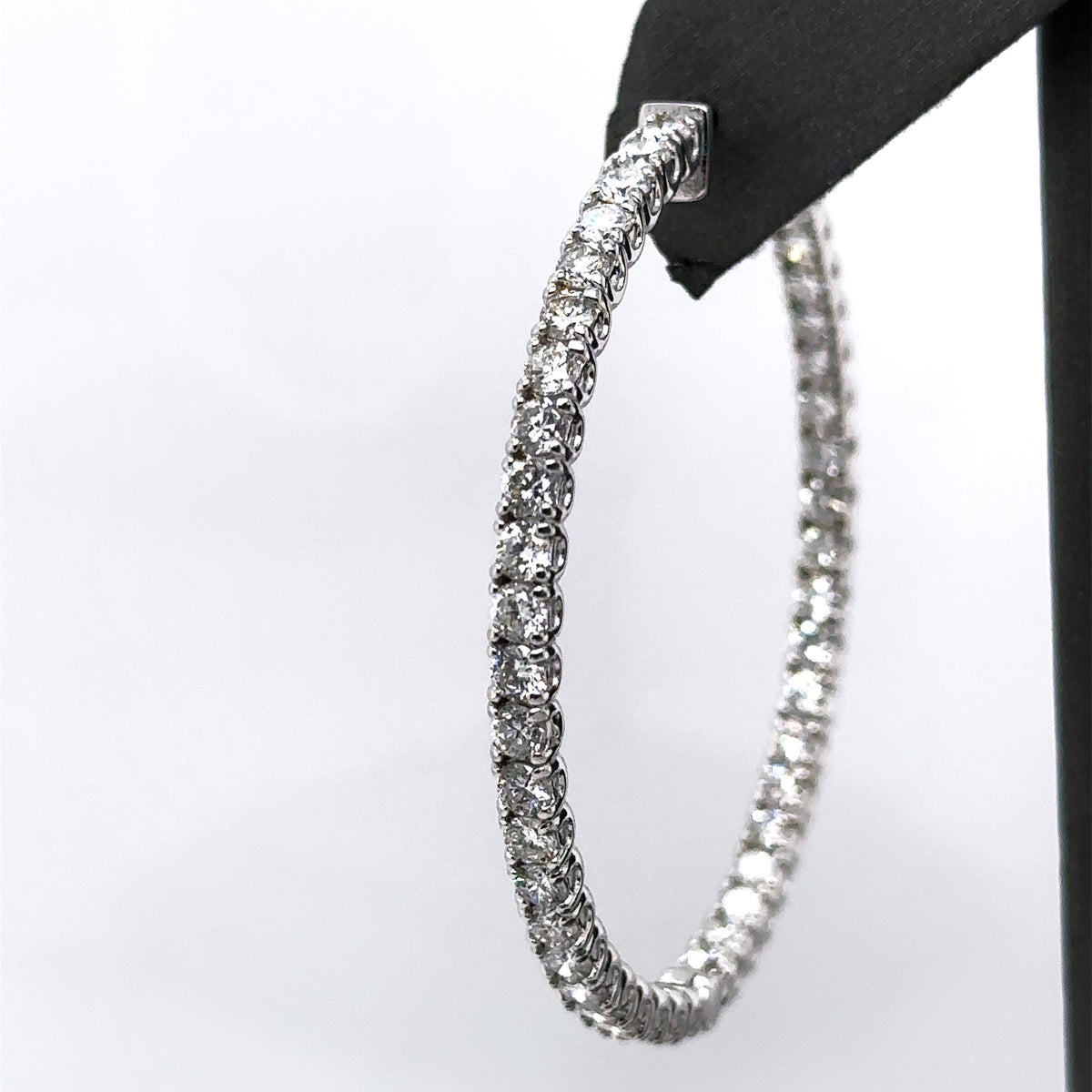 14k White Gold 6.45 CT Diamond Inside Out Hoop Earrings, 13.6gm, S107567