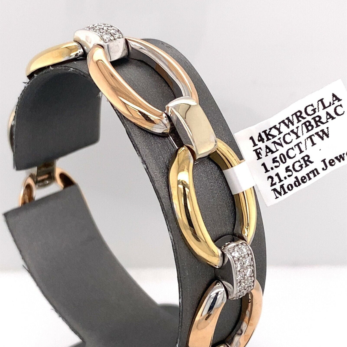 14k Tri Color Gold 1.50 CT Diamond Ladies Bracelet, 21.5g, 7", S13896