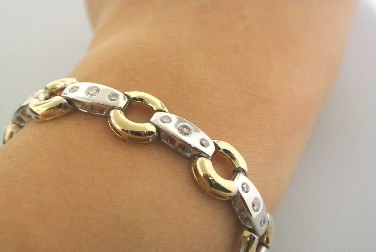 14k Two Tone Gold 1.00 CT Diamond Ladies Bracelet, 21.9m, 7.5", S104253