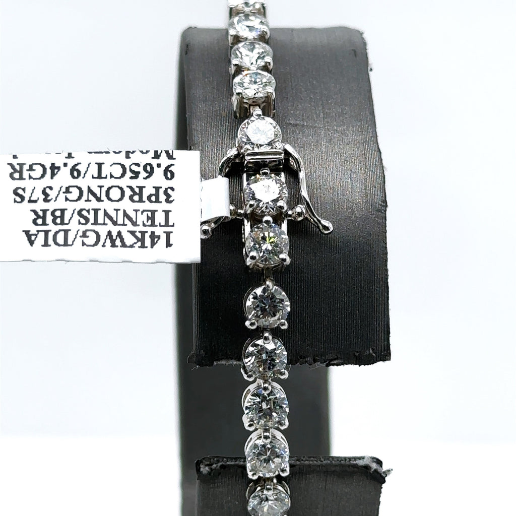 14k White Gold 9.65CT Diamond Tennis Ladies Bracelet, 9.4g, 7", S14871