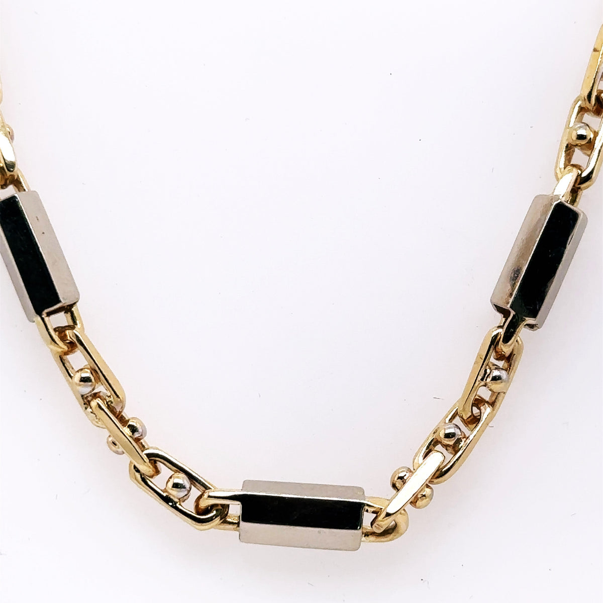 14k Two Tone Gold Fancy Men's Chain Necklace, 43.8g, 22, S107604