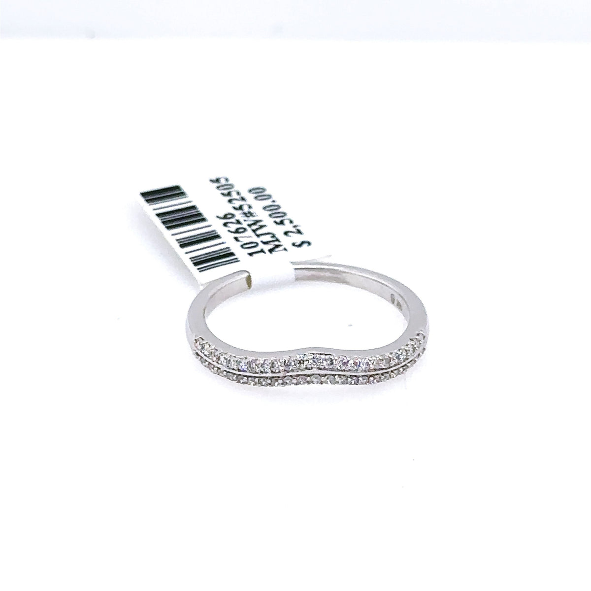 14k White Gold 0.5CT Pave Diamond Ladies V Shaped Band, 2.1g, Size 7, S107626