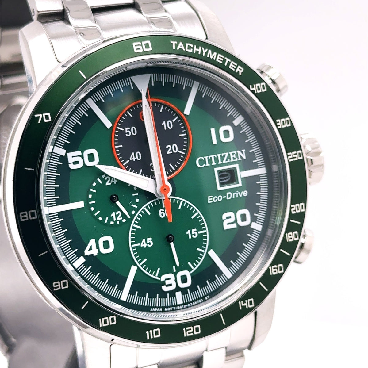Citizen Brycen Eco Drive 44mm Green Dial Stainless Steel Watch CA0851-56X