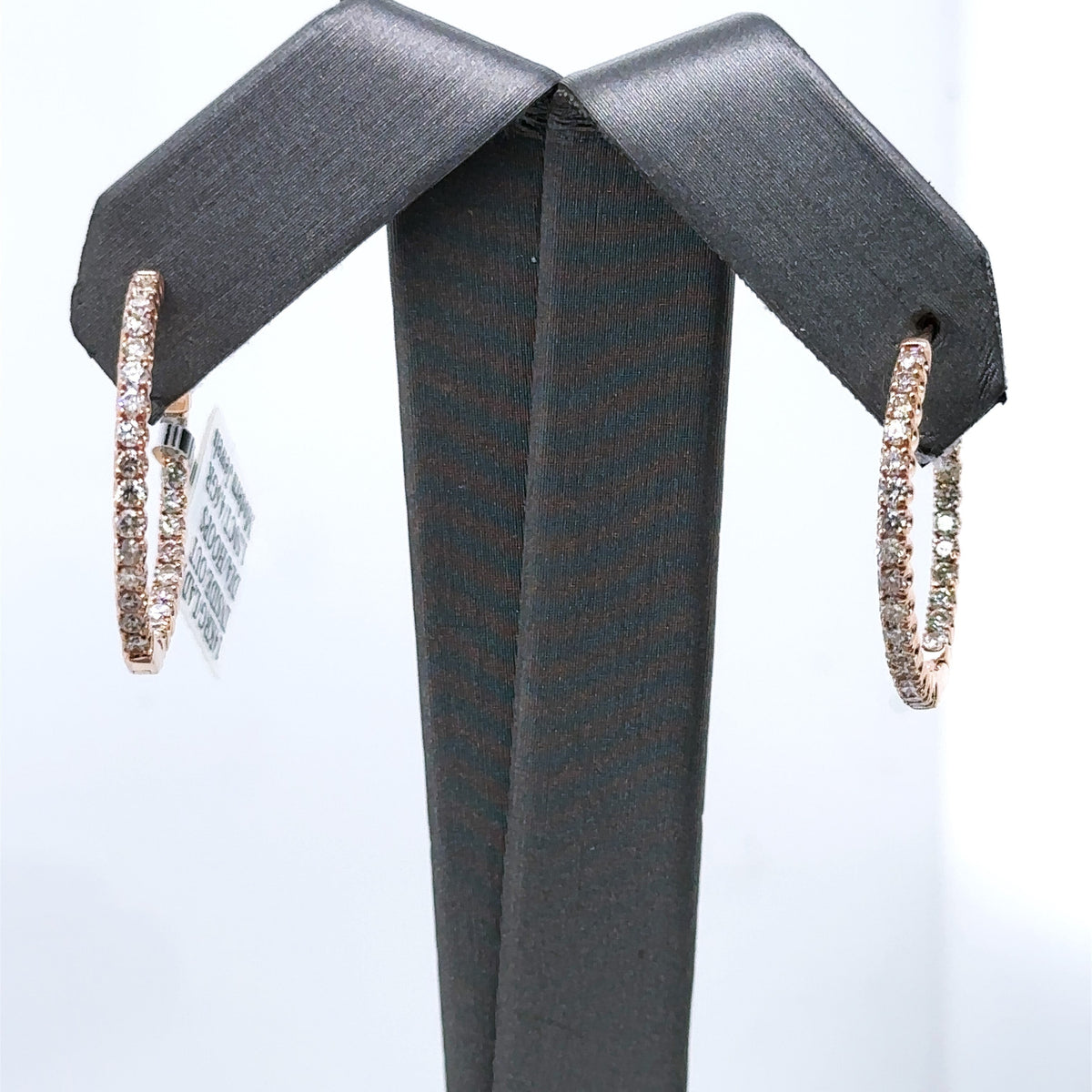 14k Rose Gold 1.50CT Diamond Inside Out Hoop Earrings, 4.6g, S15965