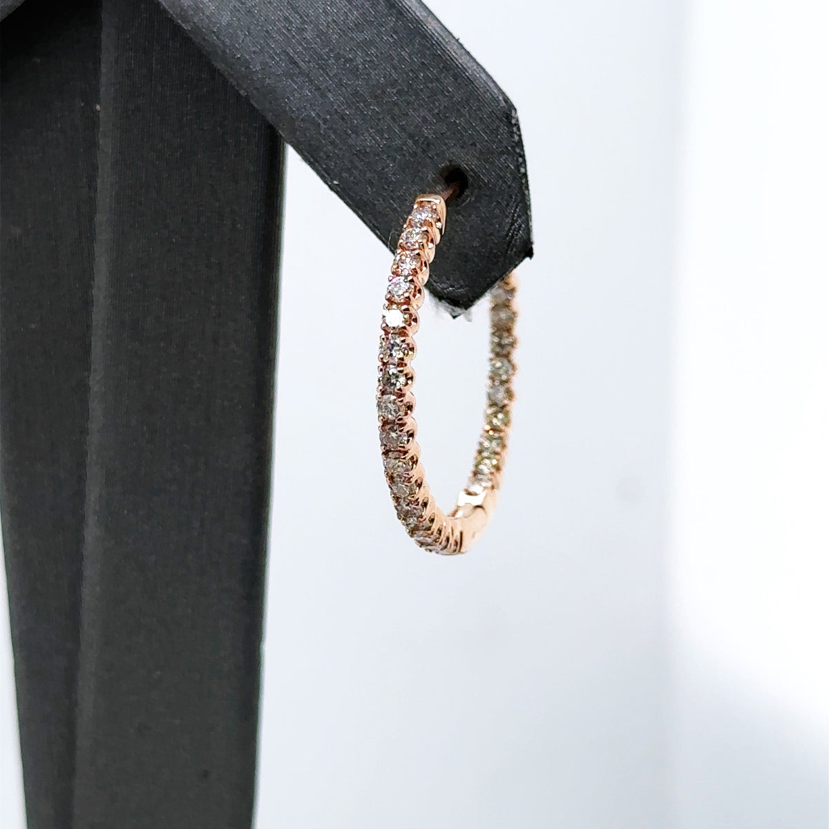 14k Rose Gold 1.50CT Diamond Inside Out Hoop Earrings, 4.6g, S15965