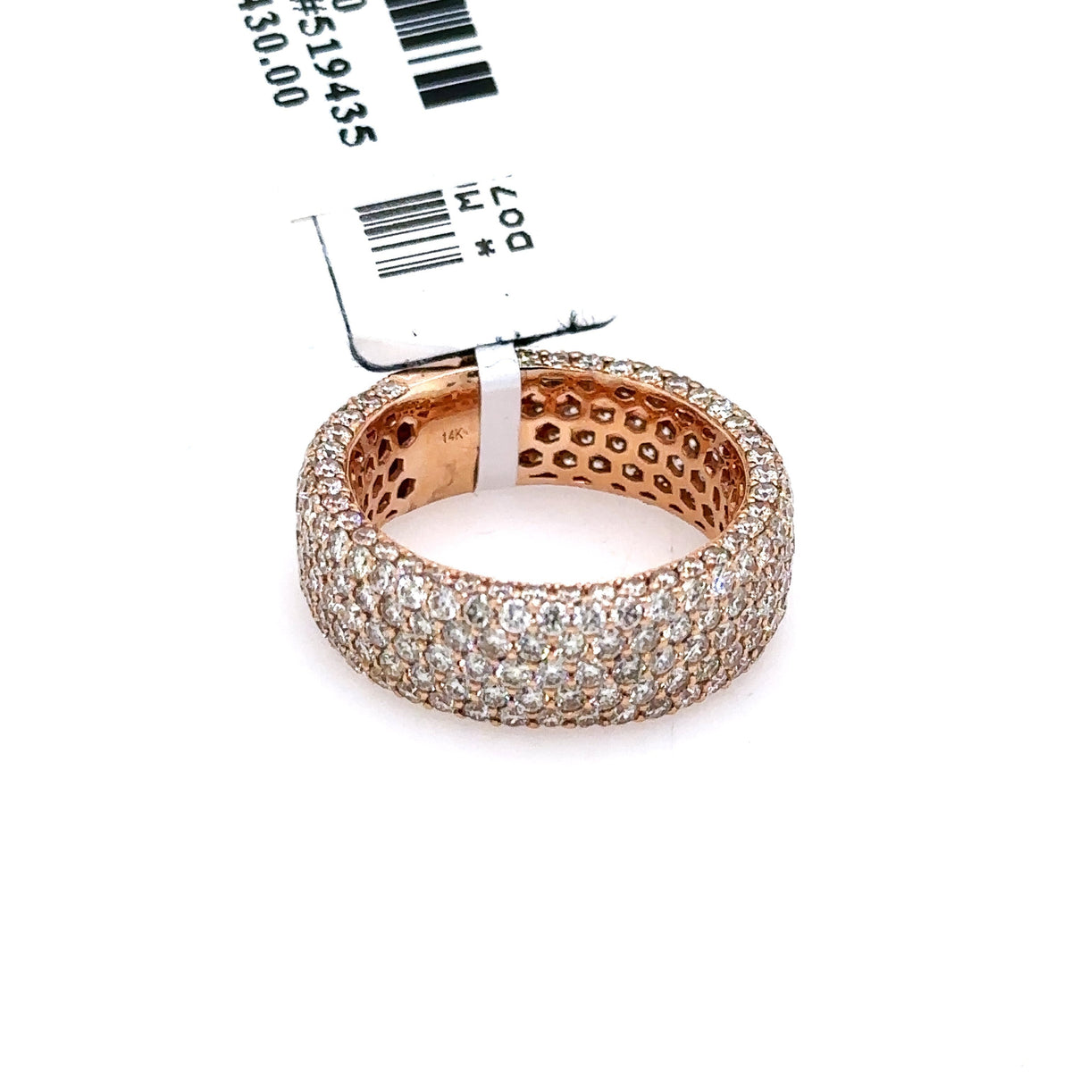 14k Rose Gold 4.50CT Diamond Pave Ladies Eternity Band 6.0gm, Size 7, S107640