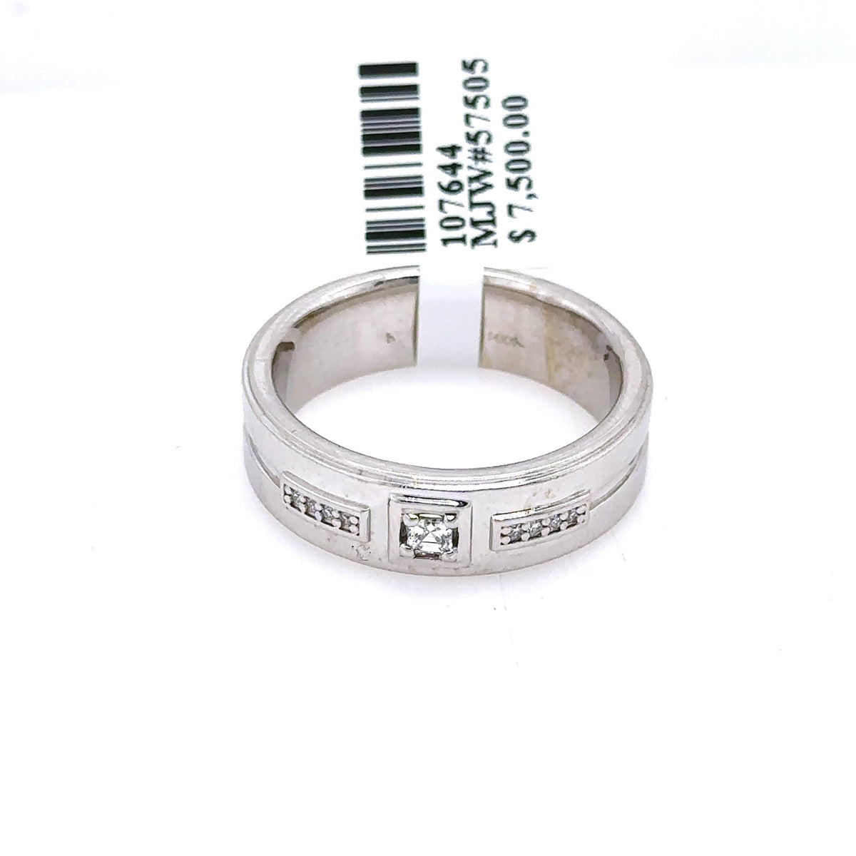 14k White Gold 0.25CT Diamond Men's Wedding Band, 13.9g, Size 11, S107644