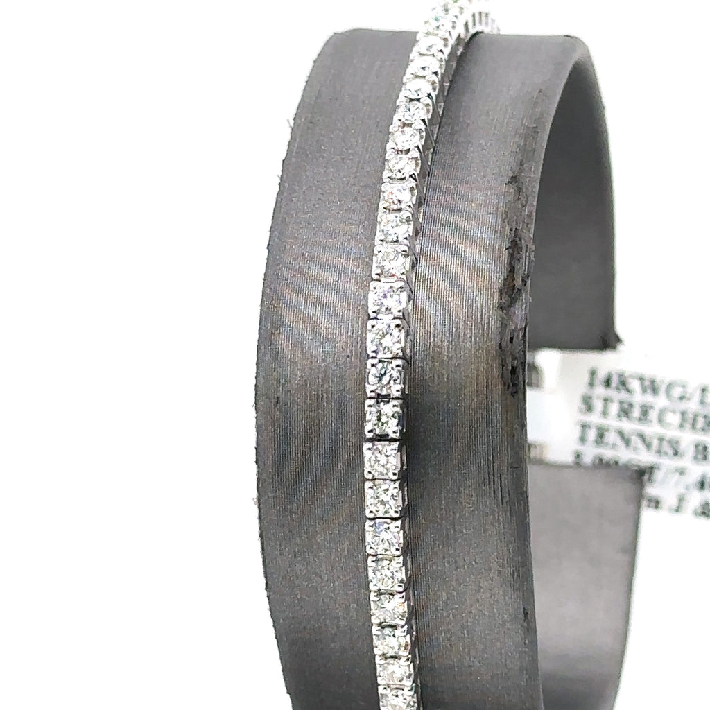 14k White Gold 2.75CT Diamond Tennis Ladies Stretched Bracelet, 7.4g,  S107321