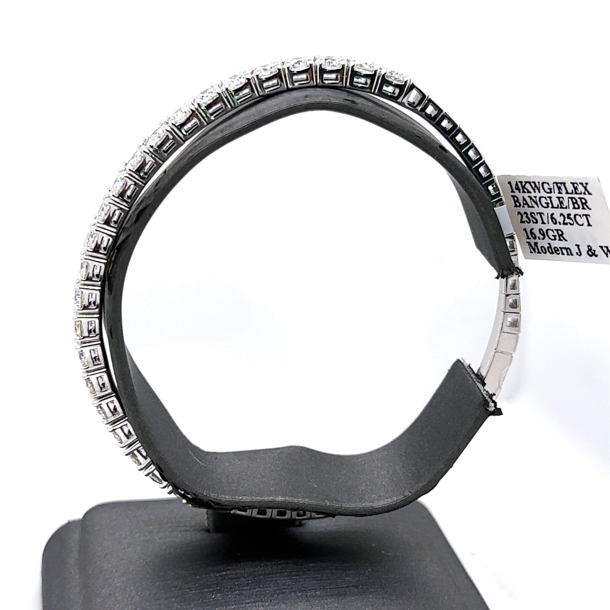 14k White Gold 5.75CT Diamond Flexible bangle Bracelet, 16.9g, S107682