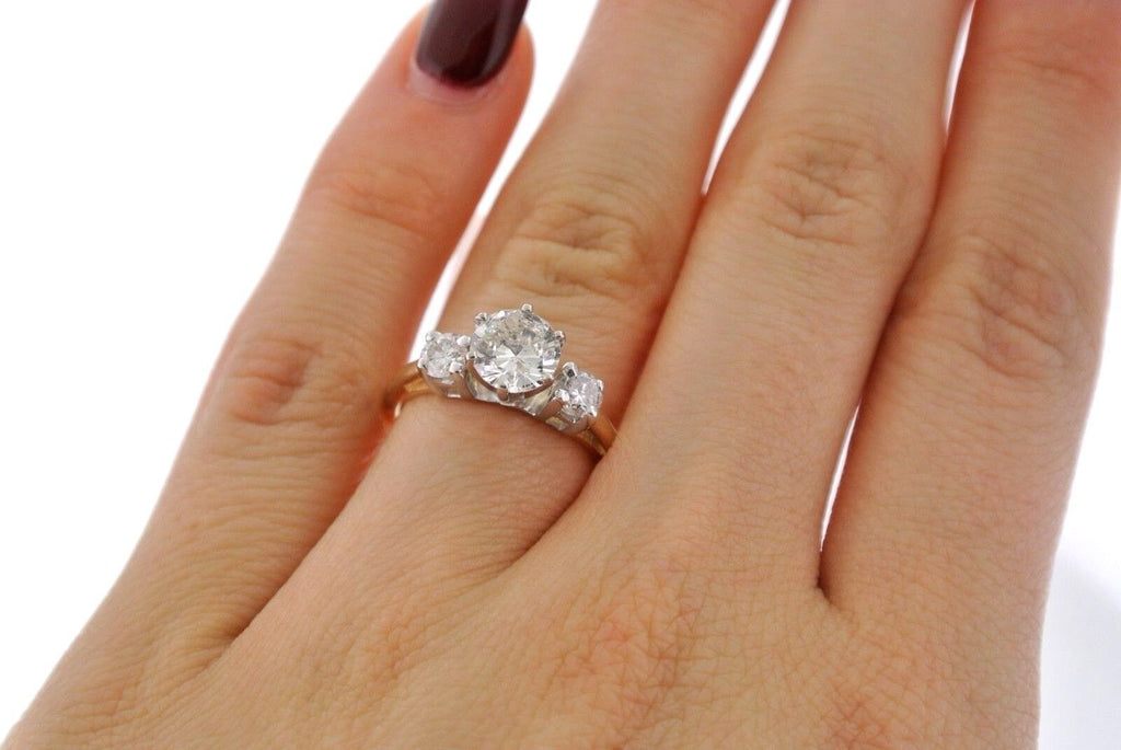 14k Two Tone Gold 1.25 CT Diamond Engagement Ring, 3.6gm, Size 4.75