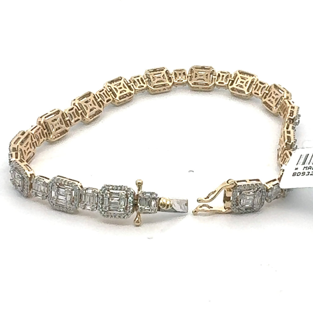 14k Yellow Gold 5.75 TCW Baguette Diamond Tennis Bracelet, 19.7GM, 8", S108121