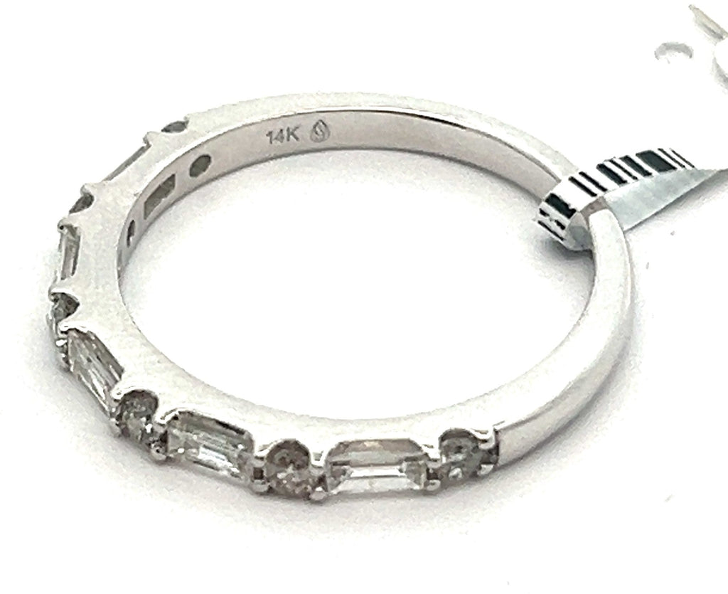 14k White Gold 0.50CT Baguette & Round Diamond Ring, 2.4gm, size 7 S16311