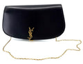 Saint Laurent Voltaire YSL Monogram Wallet on Chain in Grained Leather