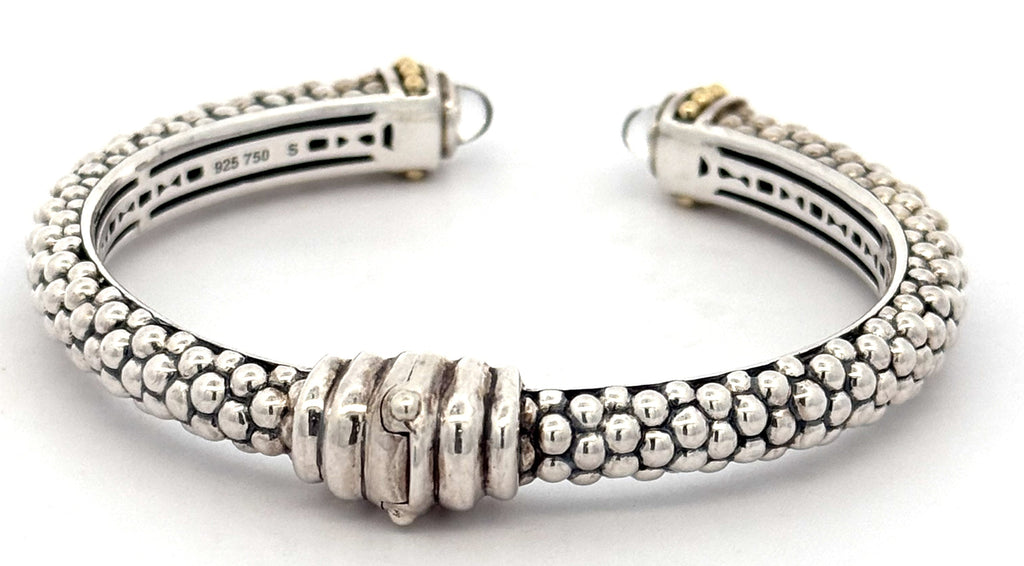 Lagos Caviar Lux Sterling Silver 18k Gold Cuff Bracelet