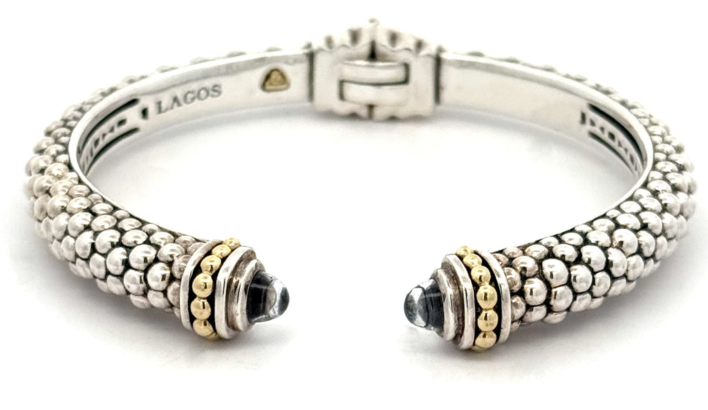 Lagos Caviar Lux Sterling Silver 18k Gold Cuff Bracelet