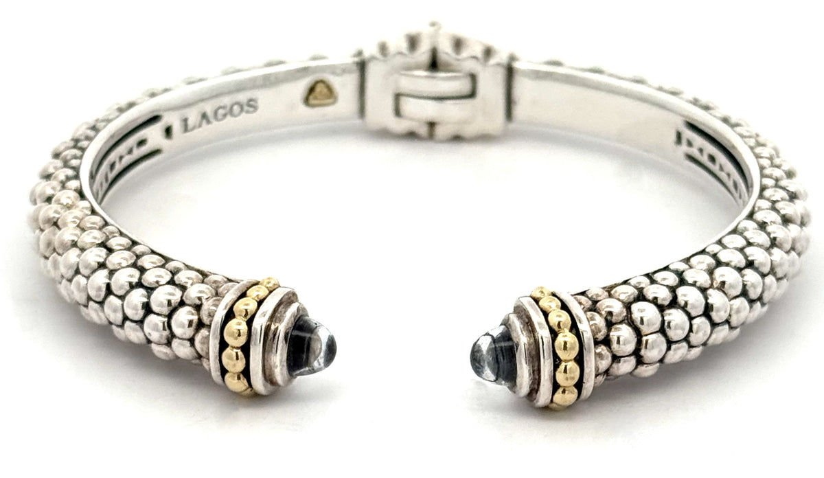 Lagos Caviar Lux Sterling Silver 18k Gold Cuff Bracelet